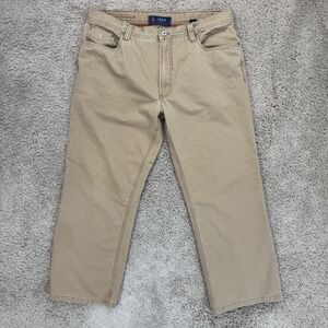 IZOD Jeans Mens 38x28.5) Straight Leg Khaki‎ Tan Casual Cotton Canvas Pants